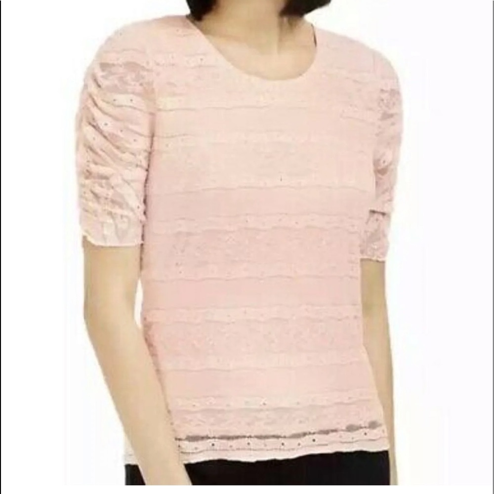 NWOT American Rag Juniors' Tie-Back Lace Blouse Bright Pink